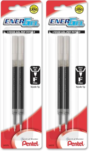 Miniatura 7 de Pentel Tinta de repuesto para bolígrafo de gel ENER-Gel y Lancelot, 0.028 in, punta de metal, tinta negra, paquete de 2 (LR7BP2A)