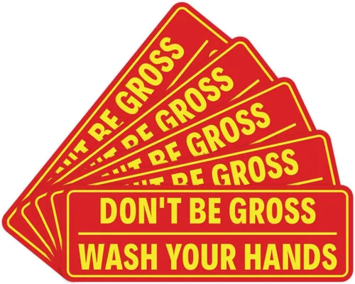 Miniatura 35 de Letrero estándar para puerta o pared, diseño de "Don't Be Gross ("Wash Your Hands"), color negro, mediano