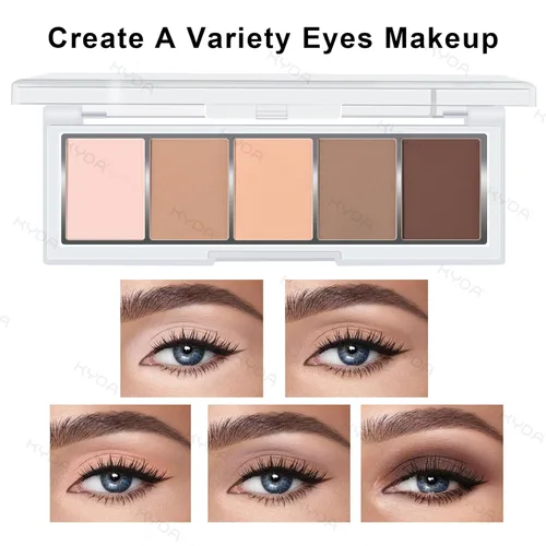 Miniatura 2 de KYDA Paleta de sombra de ojos Netural Nude de 5 colores con pincel, sombra de ojos marrón mate, paleta de ojos mate, regalo de maquillaje de ojos