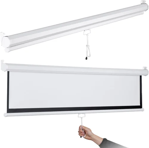 Miniatura 8 de Pantalla de proyector universal, pantalla de proyector manual portátil HD de 72 pulgadas, montaje en pared o techo, pantalla ancha retráctil