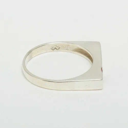 Miniatura 4 de Anillo solitario de plata de ley 925 con rubí auténtico para hombre