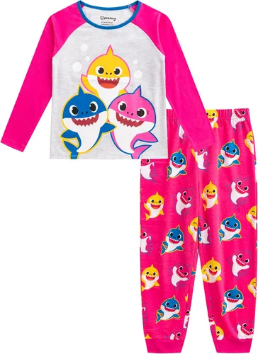 Nickelodeon Baby Shark - Conjunto de camisa de manga larga y pantalones deportivos para bebés, niños pequeños y niños pequeños, color rosagris