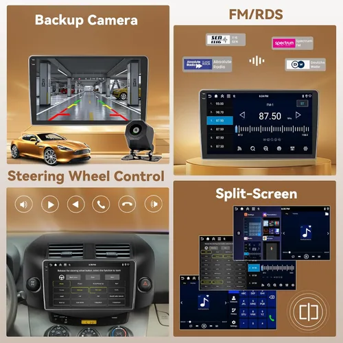 Miniatura 6 de [4+128G] Android 15 Estéreo para automóvil para Toyota RAV4 2007-2012, Hikity 10 pulgadas pantalla táctil en celda RAV4 Radio inalámbrica Carplay