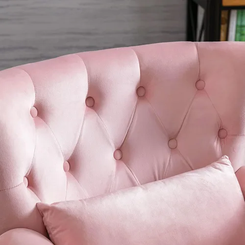 Miniatura 5 de LZAREAL Juego de 2 Sillones de Lectura Accent con Brazos para Sala de Estar, Dormitorio, Sillón de Esquina Cómodo Moderno de Mediados de Siglo, rosa