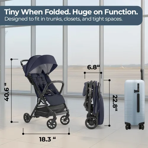 Miniatura 3 de Inglesina Quid 2 Cochecito - Azul medianoche - Cochecito de viaje ultra compacto y ligero, para bebés y niños pequeños, parte superior del avión