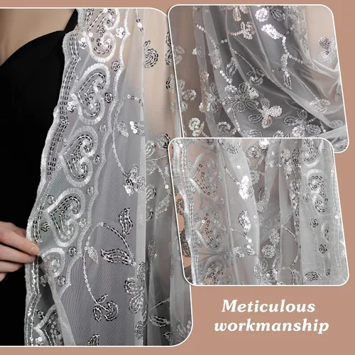 Miniatura 2 de Chales y envolturas para vestidos de noche con lentejuelas, estola de boda, chal de novia, chal para novia, chales para invitados de boda, chal