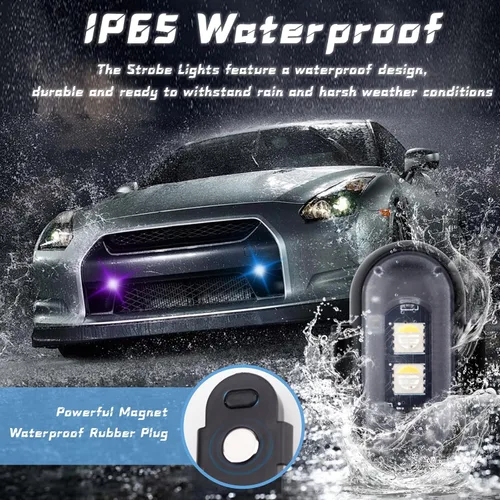 Miniatura 4 de 2 piezas de luces estroboscópicas LED inalámbricas con control remoto, luces LED mini impermeables USB de 8 colores, luces LED de advertencia