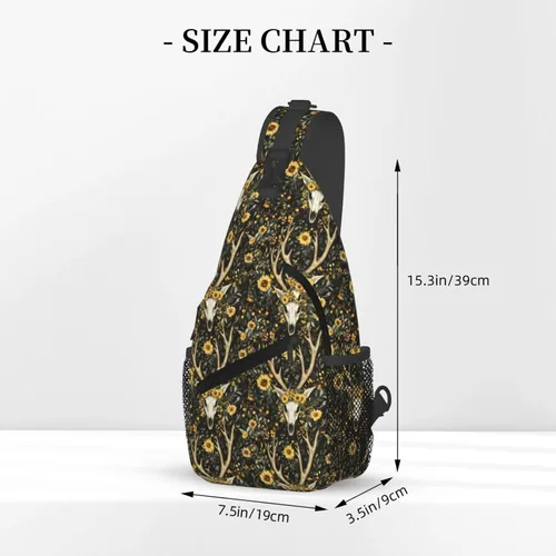 Miniatura 2 de Small Crossbody Bags for Women Men - Vintage Sunflower Deer Skull Print Adjustable Shoulder Bag Fanny Packs Belt Sling Bag Crossbody Purses Backpack