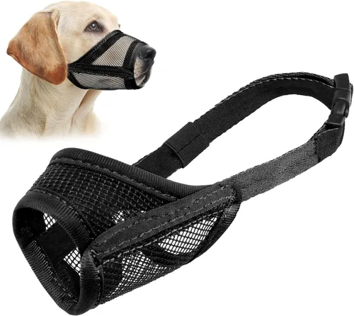 LUCKYPAW Bozal para perro, bozal de malla para perros pequeños, medianos y grandes, cubierta suave para la boca del perro para evitar que muerdan,