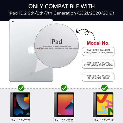 Miniatura 2 de MoKo Funda para iPad de 9ª generación con soporte para lápices, funda para iPad de 8ª/7ª generación de 10.2 pulgadas, protector de pantalla