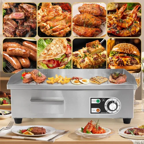 Miniatura 8 de Dyna-Living Plancha eléctrica comercial de 22 pulgadas, parrilla superior plana de 3000 W, plancha eléctrica de acero inoxidable, antiadherente