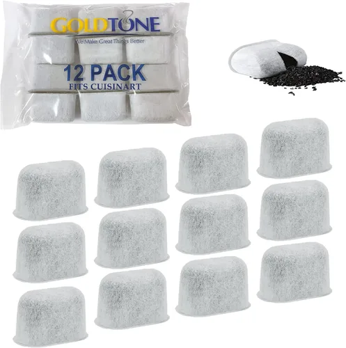 GOLDTONE Paquete de 12 filtros de agua de carbón para cafetera y máquinas CUISINART cartuchos de repuesto DCC-RWF