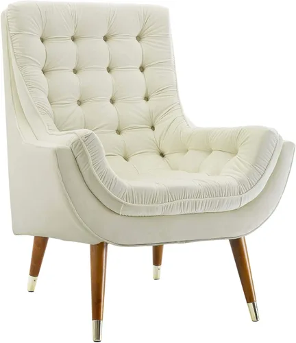 Miniatura 11 de Modway EEI-3001-BRN - Silla de salón tapizada de terciopelo con botones, color marrón