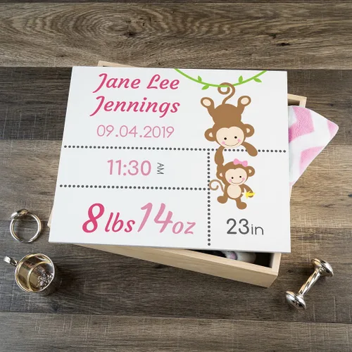 Miniatura 14 de Caja de recuerdo personalizada para bebé (huellas azules, regulares)