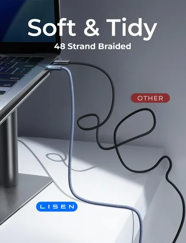 Miniatura 5 de LISEN Cable USB C, 10 pies/paquete de 2 unidades/medianoche