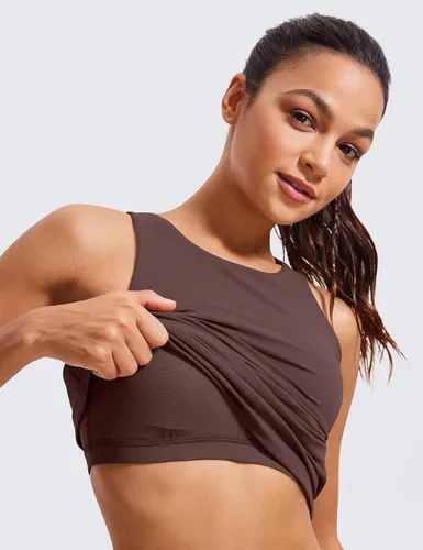 Miniatura 3 de CRZ YOGA Butterluxe - Camiseta sin mangas de cuello alto con espalda cruzada para mujer, con brasier integrado, para entrenamiento, yoga, atlética
