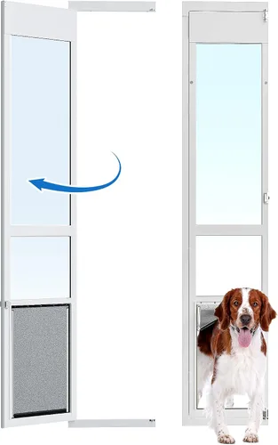 Miniatura 13 de Puerta grande para perros para puerta de vidrio deslizable, puerta para mascotas que se puede abrir para puertas de vidrio deslizables, todo