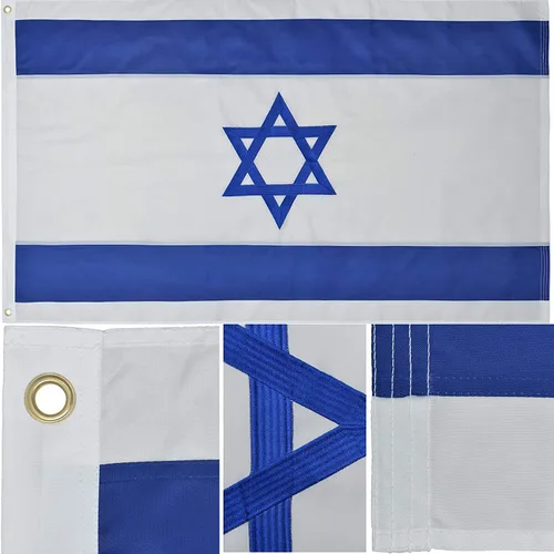 Miniatura 5 de Bandera de Israel de 3 x 5 pies 210D de nailon bordada de alta calidad para exteriores