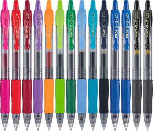 Pilot G2 - Bolígrafos retráctiles de tinta de gel de alta calidad, punta gruesa (0.039 pulgadas), bolígrafos de gel 1.0, surtidos, paquete de 14