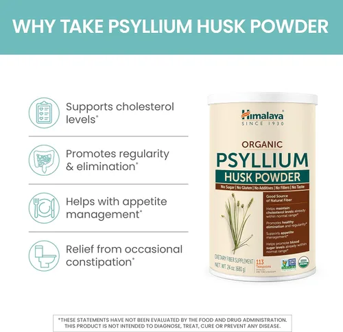 Miniatura 4 de Himalaya - Polvo orgánico de cáscara de psyllium, suplemento diario de fibra de psyllium para apoyar la salud digestiva y la regularidad, vegano
