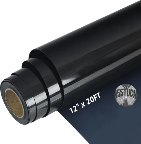guangyintong Rollos de vinilo de transferencia de calor de soplo negro, vinilo 3D de 12 pulgadas x 20 pies para planchar, para camisetas, vinilo HTV