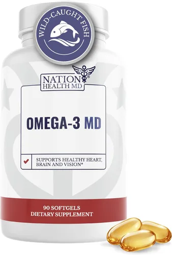 Aceite de pescado Omega-3 MD - Suplemento Omega 3 para mujeres y hombres - Aceite de pescado capturado en la naturaleza y sin eructos 3600 mg - con