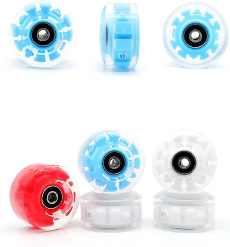 Miniatura 4 de Paquete de 8 ruedas de patinaje con luces de 2.283 x 1.260 in con rodamientos para patines cuádruples o accesorios para patinaje de doble fila