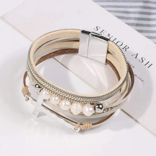 Miniatura 5 de Vercret - Pulsera de cuero para mujer, pulsera para niña de varias capas, ideal como regalo para mujer, hermana mayor, mamá, etc.