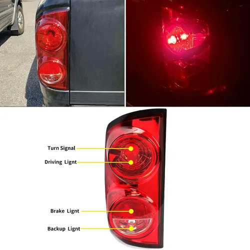 Miniatura 5 de Luz trasera HECASA compatible con 2007-2009 Dodge Ram 1500/2500/3500 ensamblaje de lámpara de luz trasera de camioneta para lado del conductor Lente