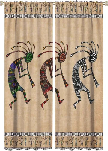 Miniatura 35 de Kokopelli - Cortinas opacas para cocina, decoración de sala de estar, dormitorio, 21 x 45 pulgadas, 2 paneles