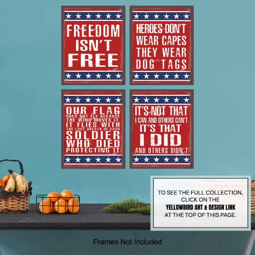 Miniatura 7 de Juego de decoración patriótica para pared, arte de pared con bandera estadounidense, decoración militar, regalo para veteranos, cuerpos de marina