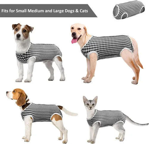 Miniatura 4 de Kuoser - Traje de recuperación quirúrgica para perros y gatos, camiseta para mascotas después de la cirugía para perros, traje de recuperación Rosa