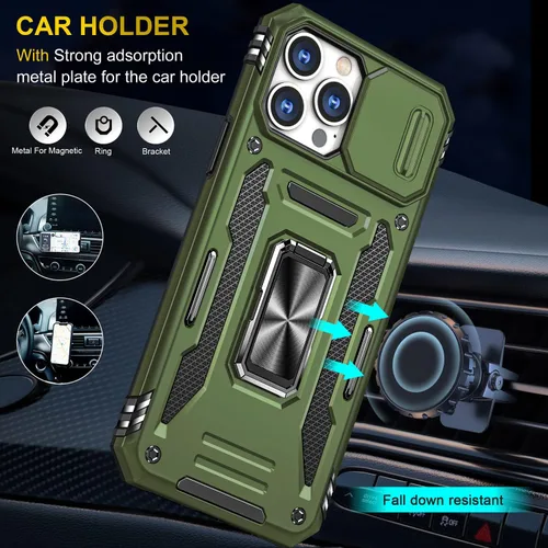 Miniatura 74 de Funda para iPhone 13 Pro con funda para cámara, con soporte de anillo para soporte, con función de montaje magnético para automóvil, para iPhone 13