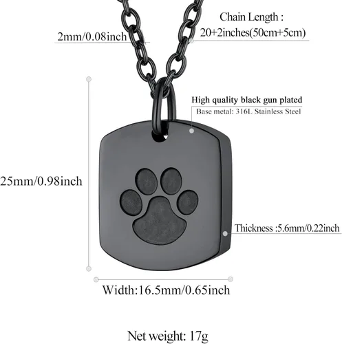 Miniatura 228 de FindChic Collares personalizados con urna para cenizas, barra vertical, gato, luna, reloj de arena, garra de perro, acero inoxidable, chapado en oro