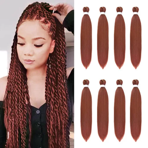 Miniatura 17 de 8 paquetes de extensiones preestiradas - 16 pulgadas de cabello trenzado premium, 55G/paquete, sin picazón, fijación en agua caliente, textura Perm