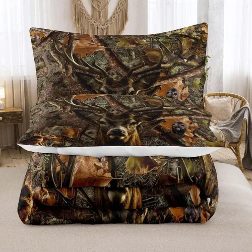 Miniatura 4 de NINENINE Juego de edredón de ciervo, juegos de ropa de cama twin para niños, juegos de edredón de camuflaje, juegos de edredón twin para niños