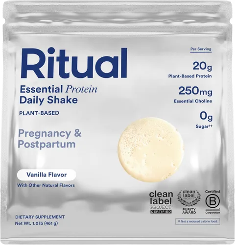 Ritual Proteína vegana prenatal en polvo, 0.71 onzas de proteína de guisante y colina para apoyar el embarazo, el posparto, la lactancia y el