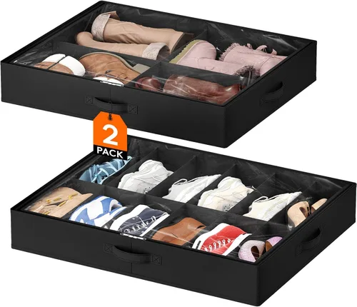 Miniatura 15 de Lifewit Organizador de almacenamiento de zapatos debajo de la cama, paquete de 2 (12 celdas de zapatos), caja de contenedores de tela de perfil