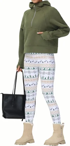Miniatura 6 de Tmustobe Sudaderas con capucha de media cremallera para mujer, de manga larga, con forro polar, sin botones, con bolsillo