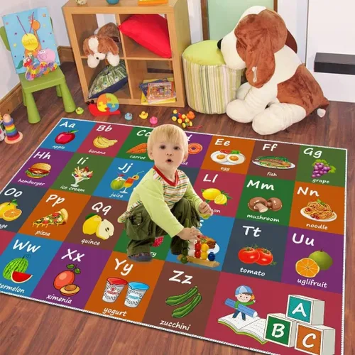 Miniatura 5 de ABC - Alfombra educativa del alfabeto, alfombra de juegos divertidos para niños, sala de juegos, aula, antideslizante, lavable