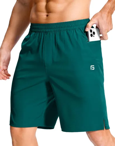 Miniatura 23 de GGJ Pantalones cortos deportivos ligeros para hombre con 2 bolsillos con cremallera de 7/5/9 pulgadas, pantalones cortos de tenis de secado rápido