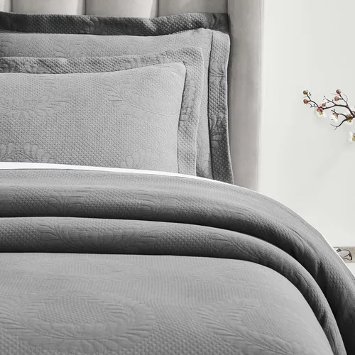Miniatura 27 de Superior Juego de colcha de algodón con diseño de flor de lis, mantas cálidas, ropa de cama para todas las estaciones, decoración de dormitorio
