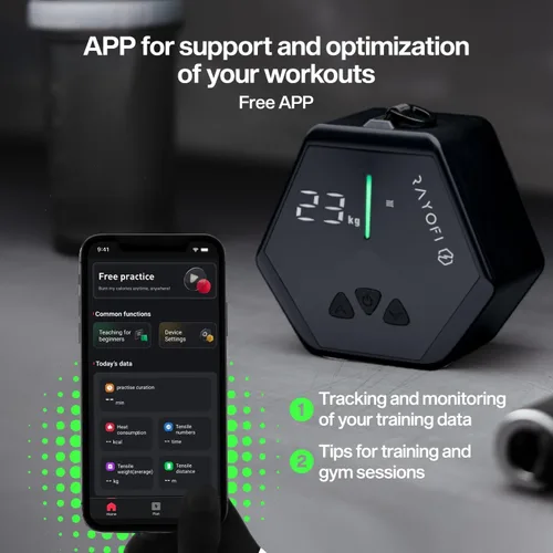 Miniatura 3 de Rayofi Go-Tone - Máquina de gimnasio portátil, pantalla LCD inteligente, 1.5 lbs, resistencia ajustable de 3 a 66.1 lbs, recargable por USB-C