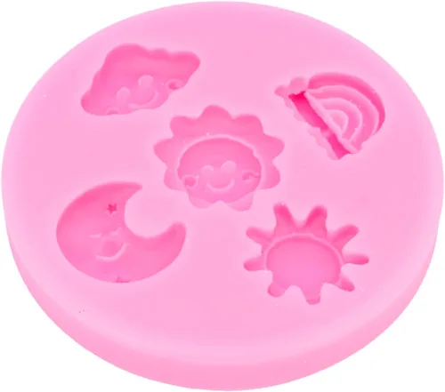 Miniatura 4 de Molde de silicona 3D con forma de icono de arcoíris, luna, sol, nube, clima, resina epoxi, decoración para tartas de chocolate, decoración