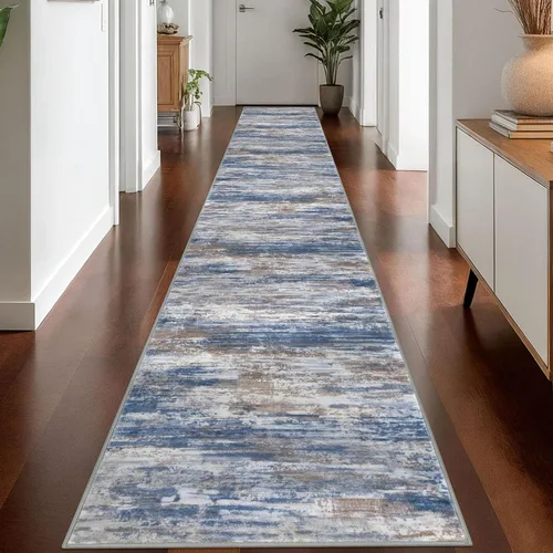 Miniatura 95 de KOZYFLY – Alfombra de pasillo moderna y lavable de diseño abstracto verde, 2 x 5 pies, antideslizante, suave y de pelo corto, ideal para cocina