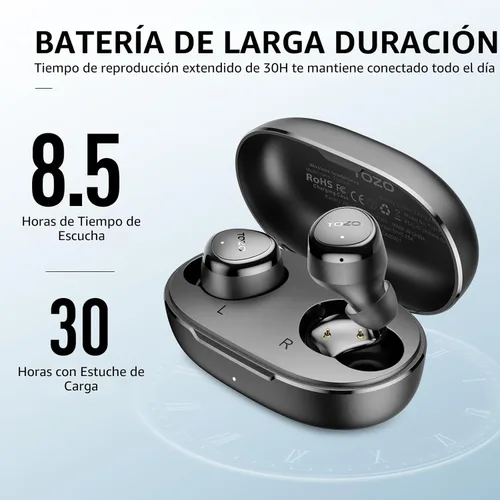 Miniatura 3 de TOZO Auriculares inalámbricos con micrófono integrado, llamadas claras, ergonómicos, ligeros, Bluetooth de 5.3 pulgadas, impermeables, sonido