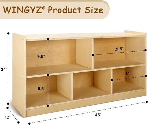 Miniatura 3 de WINGYZ Gabinete de almacenamiento de madera, estantería Montessori de 5 secciones, organizador de almacenamiento de juguetes para niños, estante