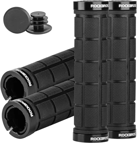 Miniatura 10 de ROCKBROS 4 empuñaduras para manillar de bicicleta, doble bloqueo, cómodo, antideslizante para montaña, BMX, scooter, crucero de playa y bicicletas
