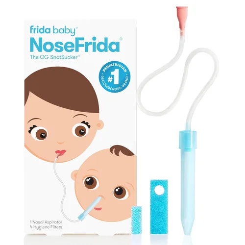 Frida Baby NoseFrida SnotSucker para bebé, aspirador nasal para bebé, succionador de nariz aspirador nasal para bebé y 4 filtros de higiene para