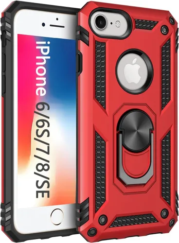 Miniatura 28 de Korecase Funda para iPhone 8, protección de cámara, armadura militar, doble capa, soporte compatible con iPhone 6 6s y iPhone 7 8, color negro